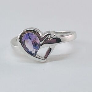 Genuine 925 sterling silver and amethyst ring.